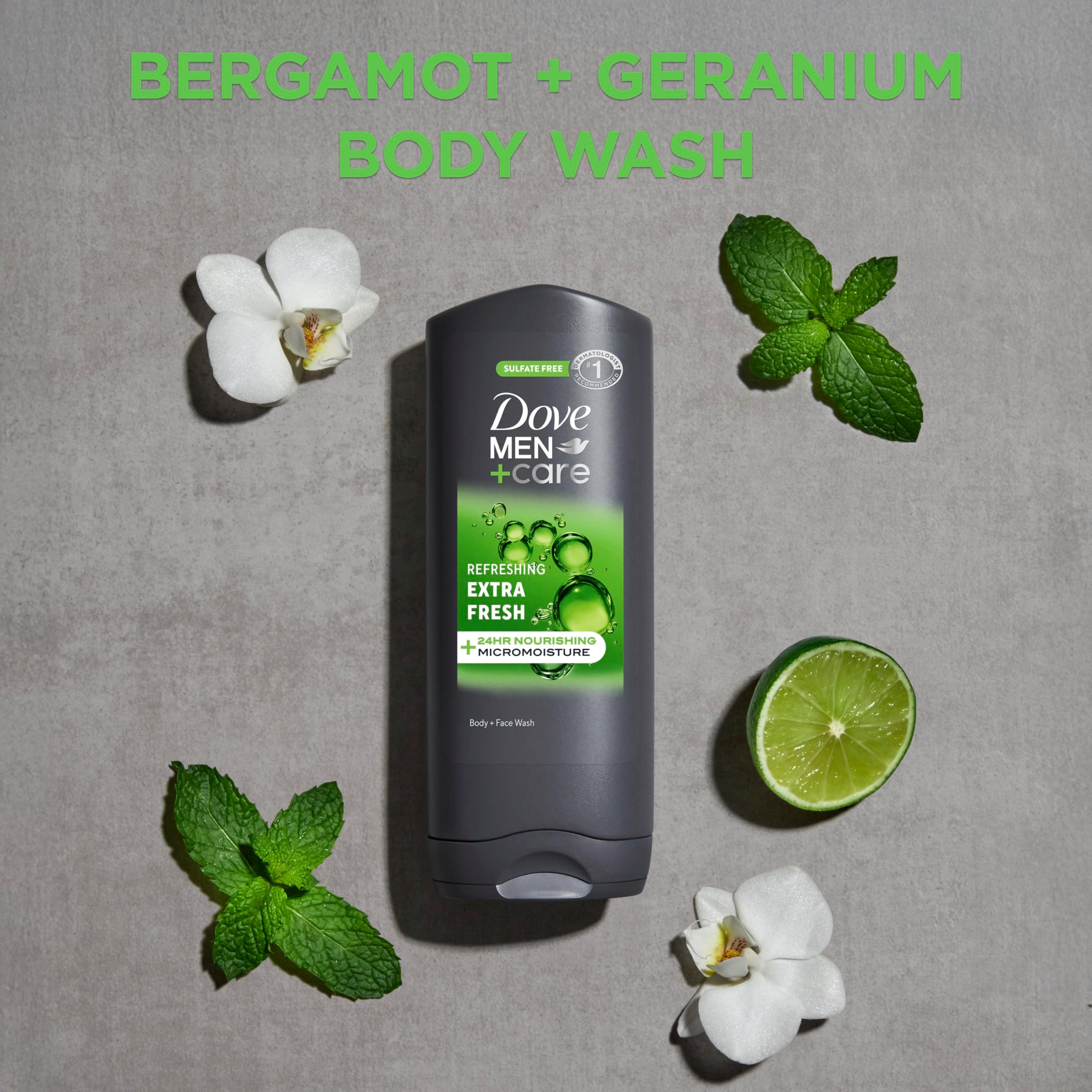 Dove Men+Care Body and Face Wash Refreshing Extra Fresh Body Wash for Men with 24-Hour Nourishing Micromoisture Technology 13.5 oz